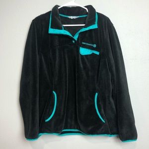 Free country black turquoise snap fleece pullover
